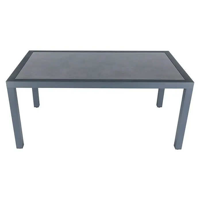 Mesa de jardín Mistral - L x An x Al: 192 x 102 x 74 cm, Aluminio/Cerámica, Antracita - Mesa cuadrada con estructura y tablero gris, ideal para comedor o patio. Diseño robusto y moderno.