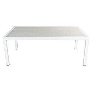 Mesa de jardín Mistral (L x An x Al: 192 x 102 x 74 cm, Aluminio/Cerámica, Blanco)
