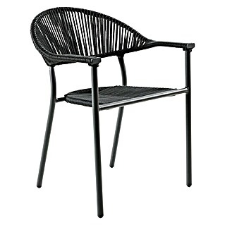 Silla de jardín Melk (L x An x Al: 57 x 56 x 80 cm, Negro, Cuerda, Apilable)