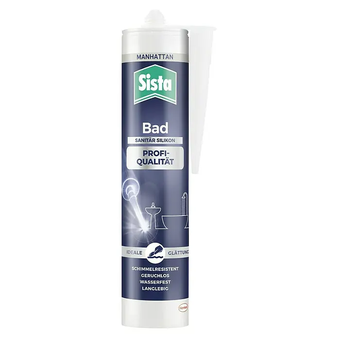 Sista Sanitär-Silikon Profi-Qualität - Manhattan, 280 ml - Sista Bad Sanitär Silikon Kartusche in Marineblau und Weiß, ideal für Badabdichtungen, schimmelresistent, geruchlos und wasserfest.