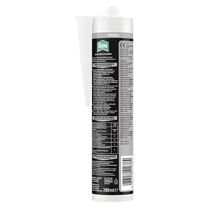 Sista Fugendichtstoff Dichten & Kleben 2in1Grau, 280 ml, Silikonfrei