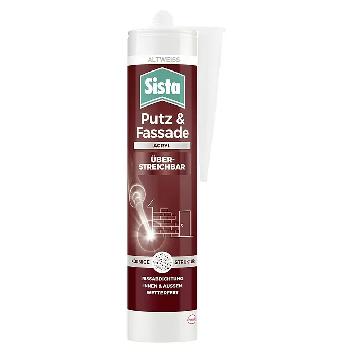 Sista Acryl Putz & Fassade - Altweiß, 280 ml - Eine Kartusche Sista Putz & Fassade Acryl in Altweiß, ideal zum Abdichten von Rissen im Innen- und Außenbereich. Wetterfest und überstreichbar.