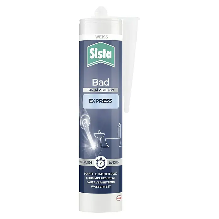 Sista Sanitär-Silikon Express - Weiß, 280 ml - Sista Bad Sanitär Silikon Express: Schnell, schimmelresistent, wasserfest, ideal für Badabdichtungen.