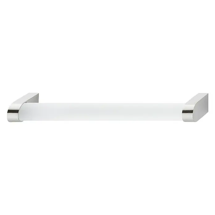 Häfele Tirador para muebles - Tipo de tirador del mueble: Estribo, L x An x Al: 176 x 23 x 43 mm, Vidrio - Un estante de toallas moderno y elegante con cromo pulido y acrílico esmerilado, perfecto para añadir un toque de elegancia a cualquier baño.