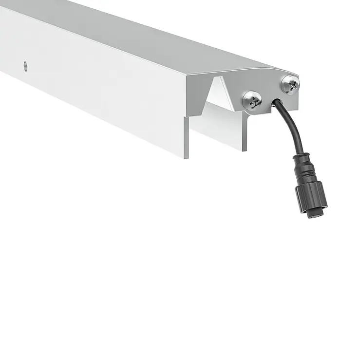 LyghtUp Zaunbeleuchtung - Länge: 173,3 cm, Silber, Passend für: WPC- und Aluminium-Steckzäune - Produktansicht einer LED-Leuchte mit Kabelanschluss und silbernem Gehäuse. Ideal für moderne Beleuchtungskonzepte mit einfacher Installation.
