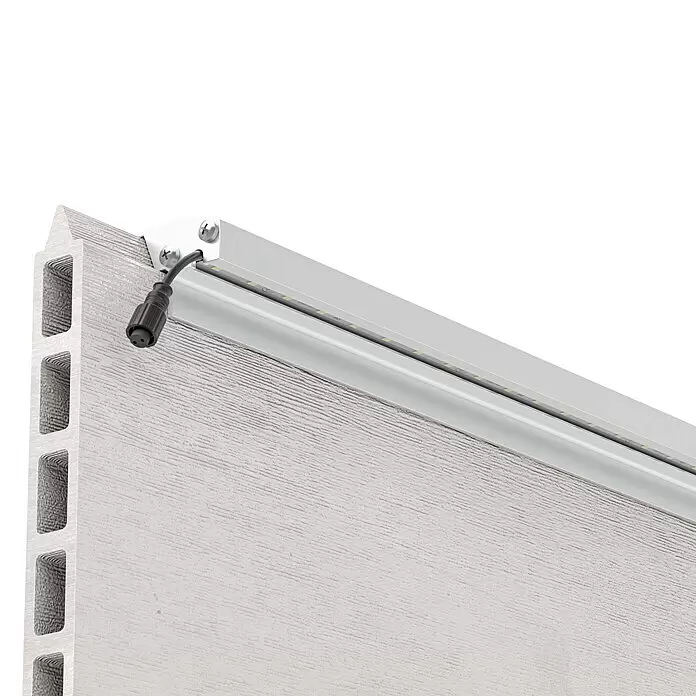LyghtUp Zaunbeleuchtung Starter-Set - Länge: 173,3 cm, Silber, Passend für: WPC- und Aluminium-Steckzäune, 5 -tlg. - Detailaufnahme