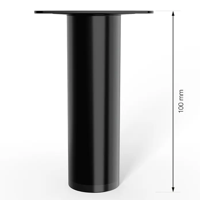 Walteco Möbelfuß - L x B x H: 3 x 3 x 10 cm, Ø x H: 3 x 10 cm, Traglast: 50 kg, Stahl - Schwarzes Tischbein mit einer Höhe von 100 mm, ideal für Möbelprojekte und DIY-Enthusiasten. Robust und stilvoll.