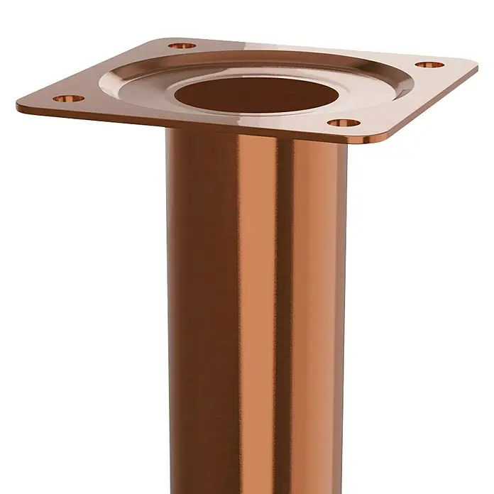 Walteco Möbelfuß - Ø x H: 3 x 10 cm, Traglast: 50 kg, Stahl, Kupfer - Metallfuß mit quadratischer Platte und zylindrischem Schaft in Kupferfarbe.