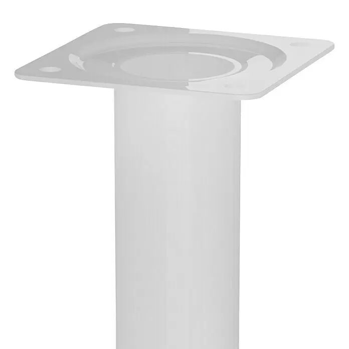 Walteco Möbelfuß - L x B x H: 3 x 3 x 10 cm, Ø x H: 3 x 10 cm, Traglast: 50 kg, Stahl, Weiß - Weißes zylindrisches Möbelbein mit quadratischer Montageplatte oben, passend für Tische oder Schränke.