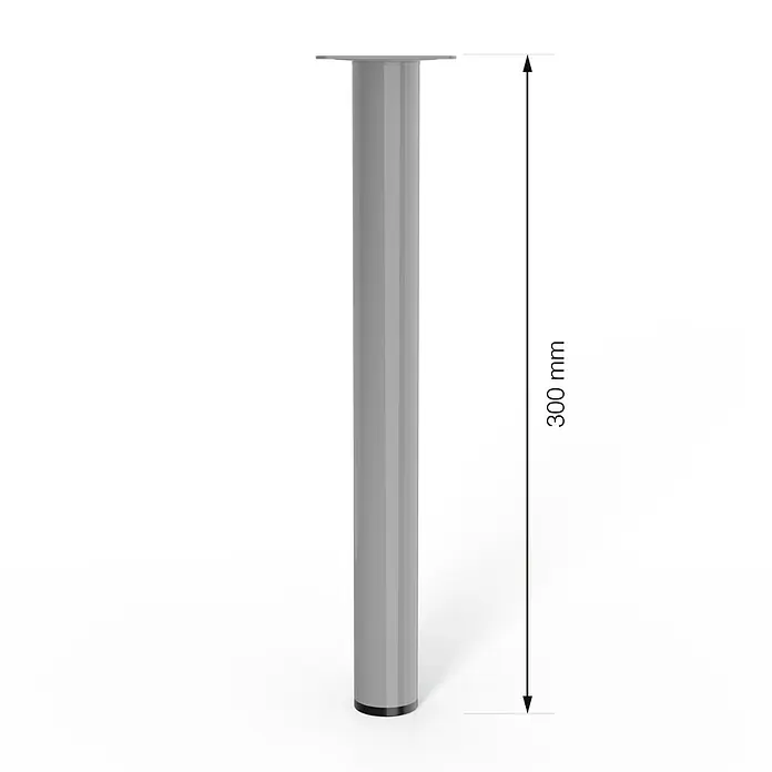 Walteco Möbelfuß - L x B x H: 3 x 3 x 30 cm, Ø x H: 3 x 30 cm, Traglast: 50 kg, Stahl, Grau - Ein stilvolles, silbernes Möbelbein mit einer Höhe von 300 mm, ideal für moderne Möbeldesigns.