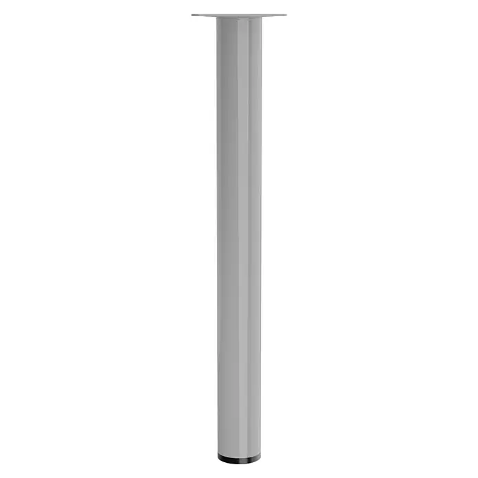 Walteco Möbelfuß - L x B x H: 3 x 3 x 30 cm, Ø x H: 3 x 30 cm, Traglast: 50 kg, Stahl, Grau - Ein schlanker, zylindrischer Tischfuß aus glänzendem Grau, der Stabilität und modernes Design für Möbel bietet. Ideal für DIY-Projekte.