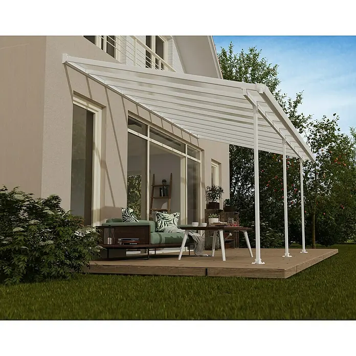 Solid Elements Terrassenüberdachung Martina - B x T: 610 x 300 cm, Verkehrsweiß, Polycarbonat, Transparent - Moderne Terrassenüberdachung aus weißem Metall mit stilvollem Design und robustem Aufbau. Ideal für den Außenbereich.