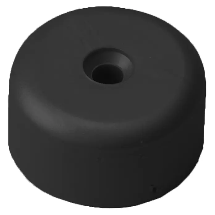 Walteco Plastik-Gleiter rund - Durchmesser: 4 cm, Schwarz - Dieser Artikel ist ein schwarzer Möbelstoßdämpfer. Der Stoßdämpfer ist rund und hat ein Loch in der Mitte.