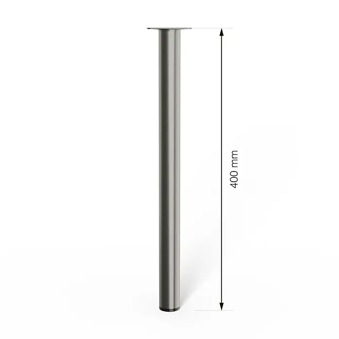 Walteco Möbelfuß - L x B x H: 3 x 3 x 40 cm, Ø x H: 3 x 40 cm, Traglast: 50 kg, Stahl, Nickel - Produktabbildung eines 400 mm langen, silberfarbenen Möbelfußes. Ideal, um Ihren Möbeln eine moderne Note zu verleihen und sie stabil zu halten.
