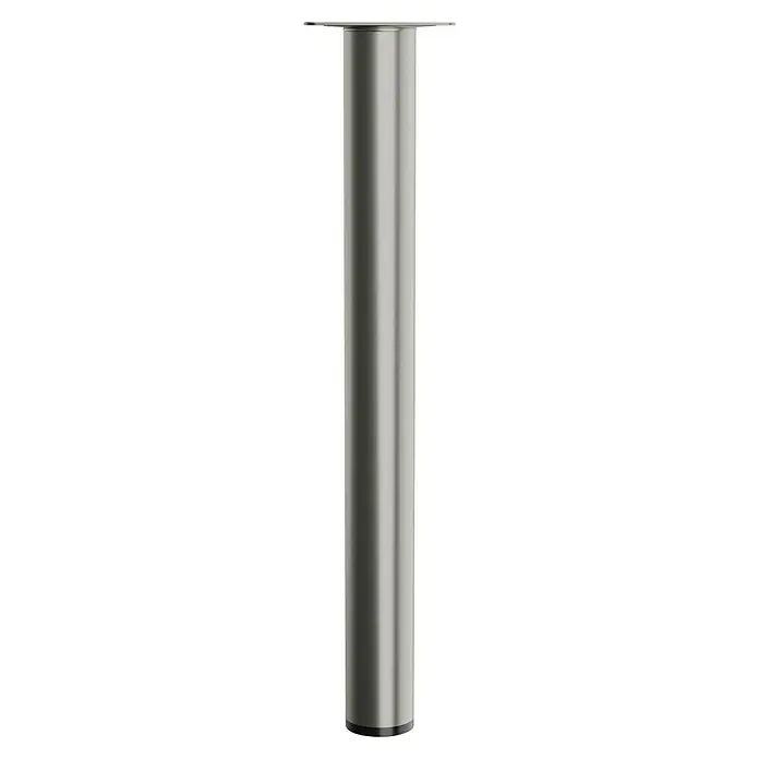 Walteco Möbelfuß - L x B x H: 3 x 3 x 30 cm, Ø x H: 3 x 30 cm, Traglast: 50 kg, Stahl, Nickel - Edelstahlsäule mit quadratischer Montageplatte für Möbel- oder Tischbau. Ideal für moderne Innenräume.