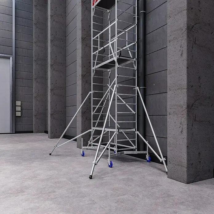 Krause ClimTec Leitergerüst - Arbeitshöhe: 7 m, Mit Rollen - Aluminium-Rollgerüst für sichere und flexible Arbeiten in der Höhe. Ideal für Innen- und Außenbereiche.