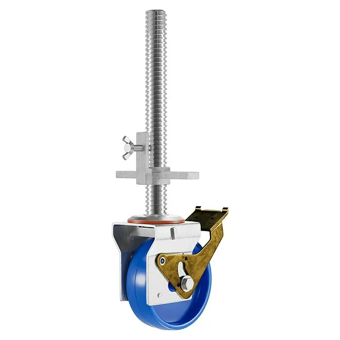 Krause Fahrrollensatz - 4 Stk. - Verstellbare Schwerlastrolle mit Feststellbremse für einen sicheren Stand. Perfekt für Gerüste und industrielle Anwendungen.