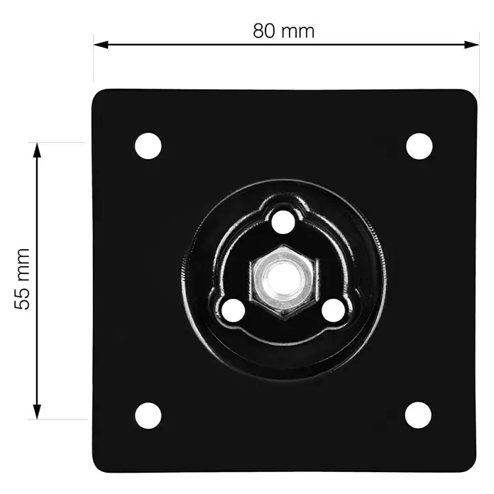 Walteco Adapterplatte Nordic - Passend für: Walteco Möbelfuß Nordic, Kunststoff, 2 -tlg. - Schwarze Montageplatte mit den Maßen 80 mm x 55 mm und zentralem Befestigungsmechanismus.