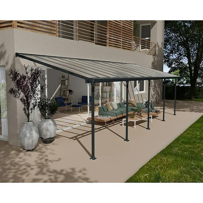 Solid Elements Terrassenüberdachung Martina - B x T: 915 x 300 cm, Anthrazitgrau, Polycarbonat, Transparent - Die Terrassenüberdachung bietet einen stilvollen und wettergeschützten Außenbereich mit bequemen Sitzgelegenheiten für entspannte Stunden.