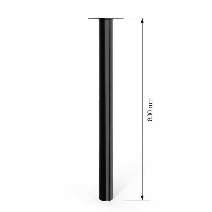 Walteco Möbelfuß - L x B x H: 6 x 6 x 80 cm, Ø x H: 6 x 80 cm, Traglast: 75 kg, Stahl, Schwarz - Abbildung eines schwarzen Möbelfußes mit einer Höhe von 800 mm, der für verschiedene Möbeldesigns verwendet werden kann.
