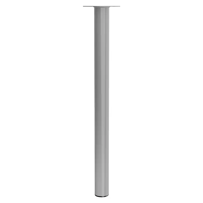 Walteco Möbelfuß - L x B x H: 6 x 6 x 80 cm, Ø x H: 6 x 80 cm, Traglast: 75 kg, Stahl, Grau - Silberne Metallsäule mit quadratischer Platte, ein robustes und modernes Designelement für Möbel.
