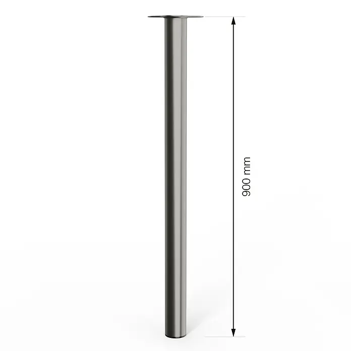 Walteco Möbelfuß - L x B x H: 6 x 6 x 90 cm, Ø x H: 6 x 90 cm, Traglast: 75 kg, Stahl, Nickel - Produktansicht eines silbernen Tischbeins mit einer Höhe von 900 mm für Möbel. Ideal für moderne Einrichtungen.