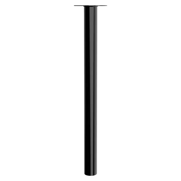Walteco Möbelfuß - L x B x H: 6 x 6 x 80 cm, Ø x H: 6 x 80 cm, Traglast: 75 kg, Stahl, Schwarz - Das Bild zeigt eine lange, schlanke, glänzende, schwarze Tischbein aus Metall, die ein modernes und elegantes Design aufweist.