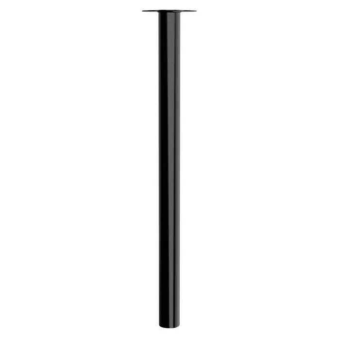 Walteco Möbelfuß - L x B x H: 6 x 6 x 90 cm, Ø x H: 6 x 90 cm, Traglast: 75 kg, Stahl, Schwarz - Nahaufnahme einer polierten Metallsäule mit Befestigungselementen, ideal für Möbel oder architektonische Anwendungen.