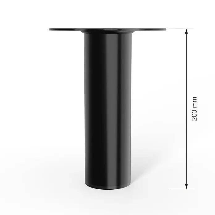 Walteco Möbelfuß - L x B x H: 6 x 6 x 20 cm, Ø x H: 6 x 20 cm, Traglast: 75 kg, Stahl, Schwarz - Schwarzes Tischbein mit den Maßen 200 mm, ideal für Möbelprojekte.