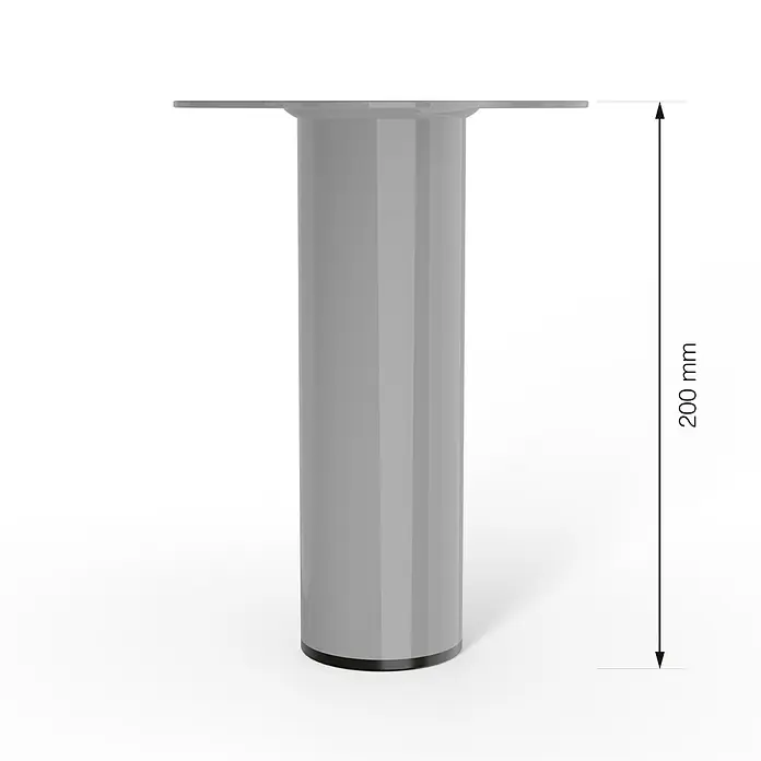 Walteco Möbelfuß - L x B x H: 6 x 6 x 20 cm, Ø x H: 6 x 20 cm, Traglast: 75 kg, Stahl, Grau - Produktansicht eines modernen silberfarbenen Möbelfußes mit Höhenangabe.