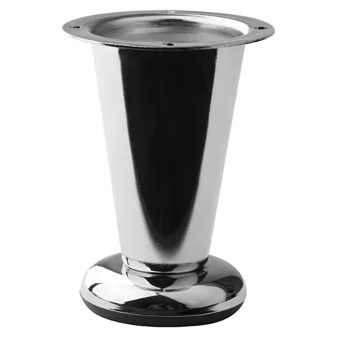 Walteco Möbelfuß - L x B x H: 7 x 7 x 10 cm, Traglast: 50 kg, Metall, Verchromt - Chromfarbener, konischer Möbelfuß mit flachem, rundem Fuß und Befestigungsplatte zur einfachen Montage unter Möbelstücke.