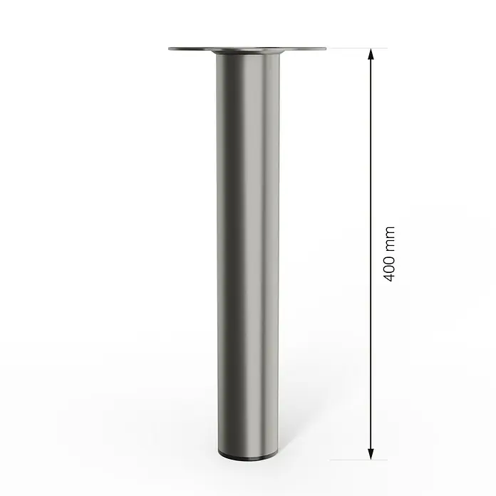 Walteco Möbelfuß - L x B x H: 6 x 6 x 40 cm, Ø x H: 6 x 40 cm, Traglast: 75 kg, Stahl, Nickel - Metallenes Tischbein, 400 mm hoch, für Möbel. Das robuste Bein bietet stabilen Halt und eine moderne Optik für Tische und andere Möbelstücke.