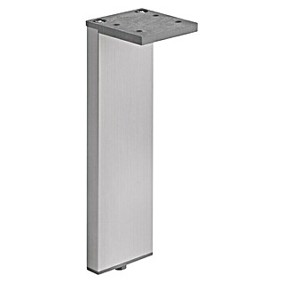 Walteco Möbelfuß Laila (L x B x H: 4 x 0,1 x 15 cm, Traglast: 100 kg, Aluminium, Silber)