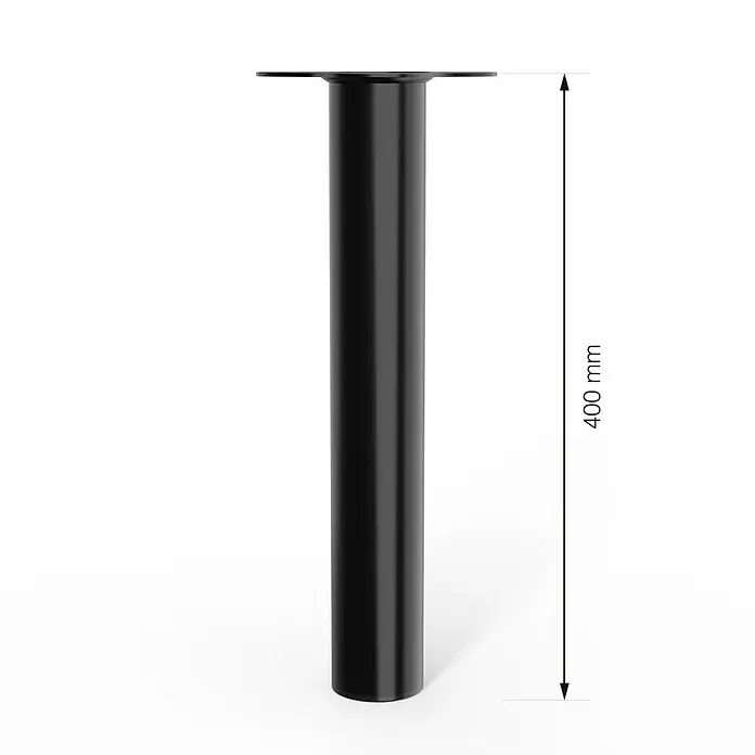Walteco Möbelfuß - L x B x H: 6 x 6 x 40 cm, Ø x H: 6 x 40 cm, Traglast: 75 kg, Stahl, Schwarz - Schwarzes Möbelfuß-Design, 400mm hoch, ideal für moderne Tische und Möbel. Stabiles und elegantes Erscheinungsbild.