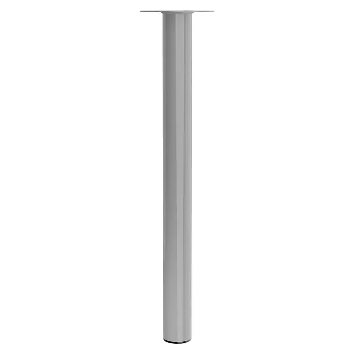 Walteco Möbelfuß - L x B x H: 6 x 6 x 70 cm, Ø x H: 6 x 70 cm, Traglast: 75 kg, Stahl, Grau - Ein schlanker, grauer Tischfuß mit einer flachen, quadratischen Platte an der Spitze, ideal für moderne Tische.