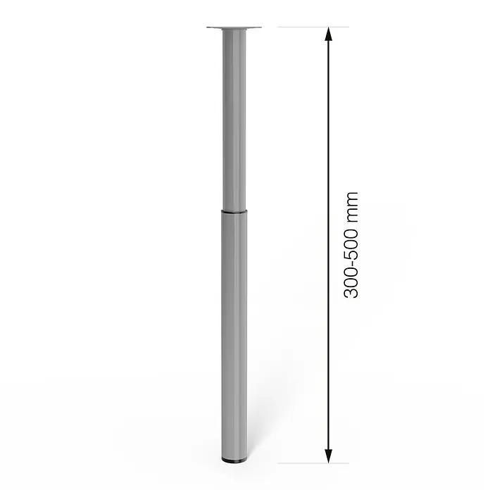 Walteco Teleskop-Möbelfuß - B x L: 3 x 3 cm, Durchmesser: 3 cm, Höhenverstellung: 30 cm - 50 cm, Traglast: 30 kg, Stahl, Grau - Höhenverstellbares Tischbein aus Metall, ideal für flexible Arbeitsbereiche. Die Höhe ist zwischen 300-500 mm einstellbar.
