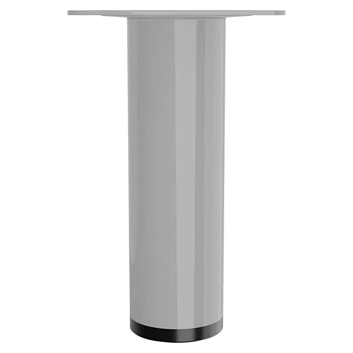 Walteco Möbelfuß - L x B x H: 3 x 3 x 10 cm, Ø x H: 3 x 10 cm, Traglast: 50 kg, Stahl, Grau - Ein schlichtes, modernes Möbelbein in Grau, das durch seine zylindrische Form und die dezente schwarze Basis besticht. Ideal für DIY-Projekte.