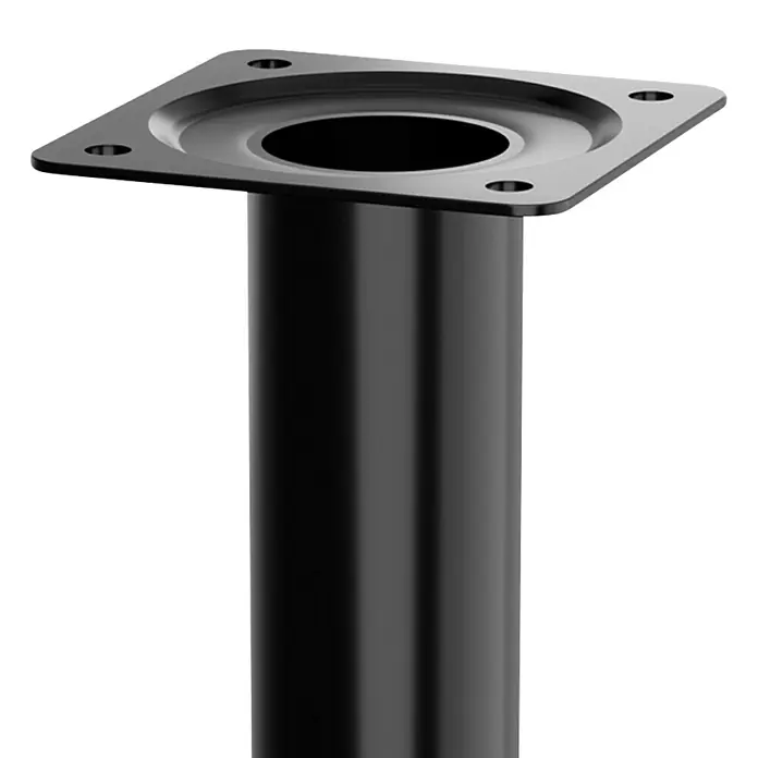 Walteco Möbelfuß - L x B x H: 3 x 3 x 25 cm, Ø x H: 3 x 25 cm, Traglast: 50 kg, Stahl - Schwarze Möbelfüße aus Metall mit quadratischer Montageplatte und zentraler Öffnung für eine stabile Befestigung.