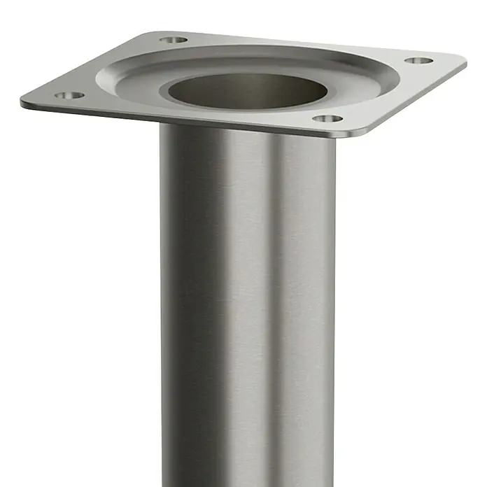 Walteco Möbelfuß - L x B x H: 3 x 3 x 30 cm, Ø x H: 3 x 30 cm, Traglast: 50 kg, Stahl, Nickel - Tischbein aus Edelstahl mit quadratischer Montageplatte. Ideal für moderne Möbel und industrielle Designs.