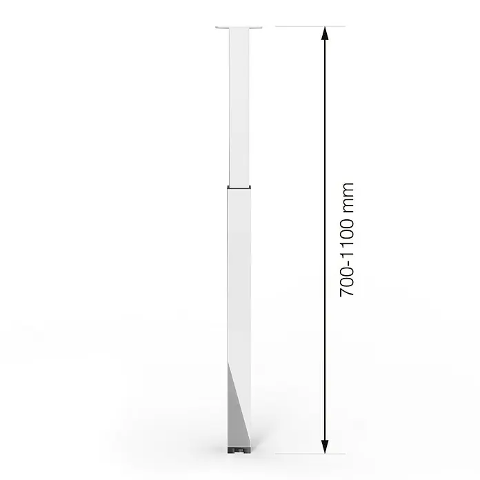 Walteco Teleskop-Möbelfuß - B x L: 6 x 6 cm, Höhenverstellung: 70 cm - 110 cm, Traglast: 80 kg, Stahl, Silber, Eckig - Höhenverstellbares Tischbein, mit einer einstellbaren Höhe von 700-1100 mm, ideal für ergonomische Arbeitsplätze.