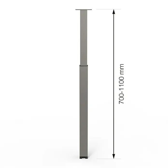 Walteco Teleskop-Möbelfuß - B x L: 6 x 6 cm, Höhenverstellung: 70 cm - 110 cm, Traglast: 80 kg, Stahl, Nickel, Eckig - Höhenverstellbares Tischbein, ideal für ergonomische Arbeitsplätze. Flexibel einstellbar von 700 bis 1100 mm.