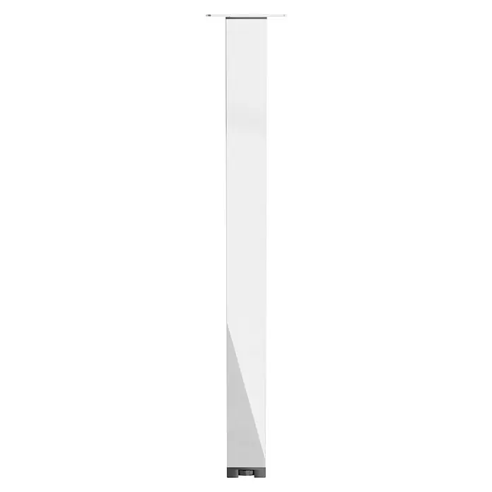 Walteco Teleskop-Möbelfuß - B x L: 6 x 6 cm, Höhenverstellung: 70 cm - 110 cm, Traglast: 80 kg, Stahl, Silber, Eckig - Die Aufnahme zeigt eine weiße, rechteckige Tischbeinverlängerung mit einer Halterung zur einfachen Befestigung an Tischen.