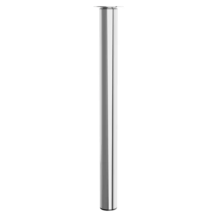 Walteco Teleskop-Möbelfuß - B x L: 6 x 6 cm, Höhenverstellung: 70 cm - 110 cm, Traglast: 80 kg, Stahl, Silber, Rund - Ein schlanker, silberner Tischfuß mit Montageplatte, ideal für moderne Möbeldesigns. Hochwertige Verarbeitung für Stabilität.