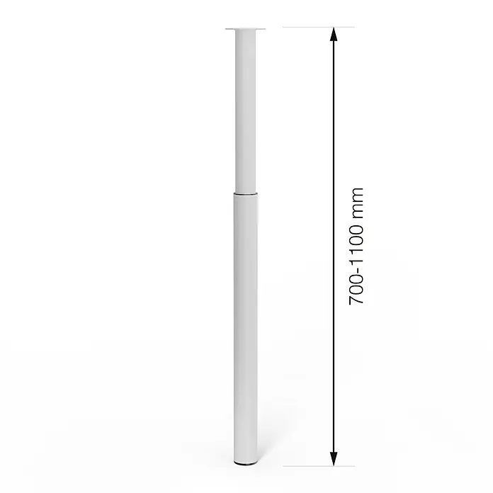 Walteco Teleskop-Möbelfuß - B x L: 6 x 6 cm, Höhenverstellung: 70 cm - 110 cm, Traglast: 80 kg, Stahl, Weiß, Rund - Höhenverstellbares Tischbein, ideal für Büros und Homeoffice, variabel zwischen 700 und 1100 mm.