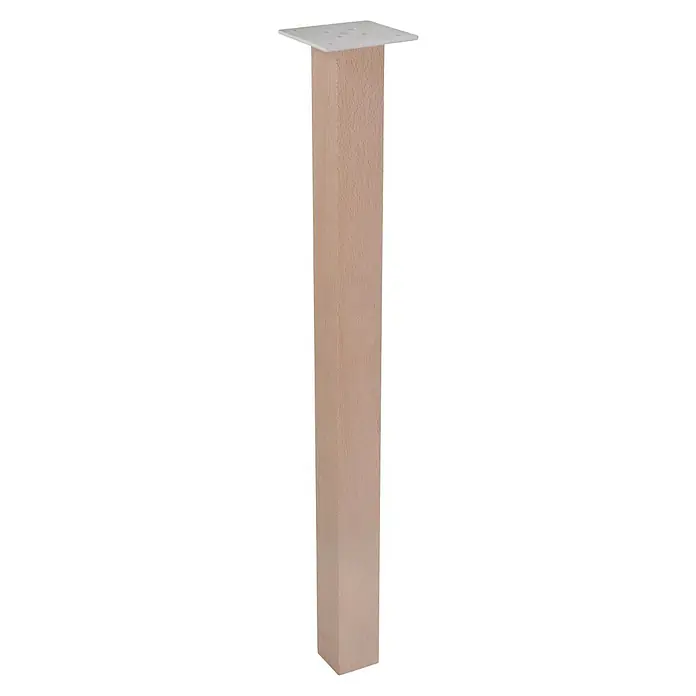 Walteco Möbelfuß - L x B x H: 8 x 8 x 71 cm, Traglast: 250 kg, Holz - Pfostenbein aus Holz mit quadratischer Platte oben. Ideal für Möbel oder DIY-Projekte, robust und natürlich.
