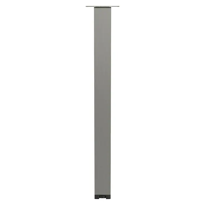 Walteco Teleskop-Möbelfuß - B x L: 6 x 6 cm, Höhenverstellung: 70 cm - 110 cm, Traglast: 80 kg, Stahl, Nickel, Eckig - Dieses Bild zeigt eine graue, hängende Bürotrennwand mit einer silbernen Halterung. Ideal für die Strukturierung von Arbeitsbereichen.