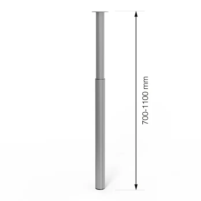 Walteco Teleskop-Möbelfuß - B x L: 6 x 6 cm, Höhenverstellung: 70 cm - 110 cm, Traglast: 80 kg, Stahl, Grau, Rund - Höhenverstellbares Tischbein, verstellbar von 700-1100 mm. Ideal für flexible Arbeitsbereiche und ergonomische Schreibtische.