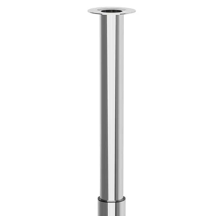 Walteco Teleskop-Möbelfuß - B x L: 6 x 6 cm, Höhenverstellung: 70 cm - 110 cm, Traglast: 80 kg, Stahl, Silber, Rund - Ein schlanker, silberner Pfosten mit einer runden Oberseite steht aufrecht im Bild. Ideal für Geländer oder dekorative Zwecke.