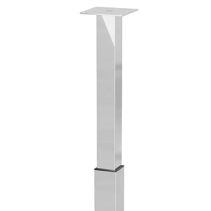 Walteco Teleskop-Möbelfuß - B x L: 6 x 6 cm, Höhenverstellung: 70 cm - 110 cm, Traglast: 80 kg, Stahl, Silber, Eckig - Detailaufnahme