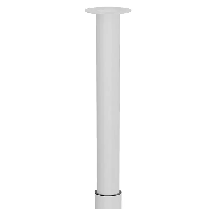 Walteco Teleskop-Möbelfuß - B x L: 6 x 6 cm, Höhenverstellung: 70 cm - 110 cm, Traglast: 80 kg, Stahl, Weiß, Rund - Helle Stange mit kreisförmiger Halterung oben und runder Basis unten, ideal zur Befestigung von Elementen.